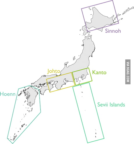 Map Of Japan Showing Pokemon Regions 9gag