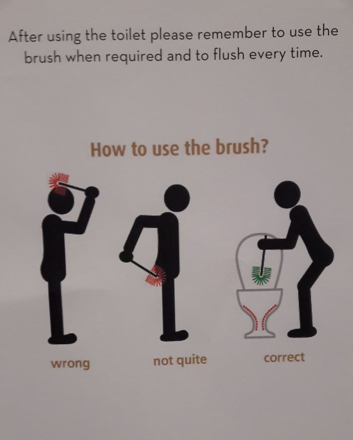 Directions on how to use the toilet brush 9GAG