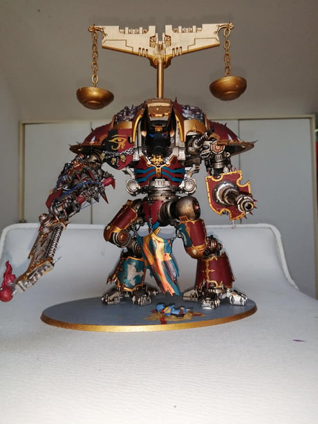 Thousand Sons Chaos Knight I've been working on since Christmas. C+C  encouraged, he's my first model of this scale ^^; : r/Warhammer40k