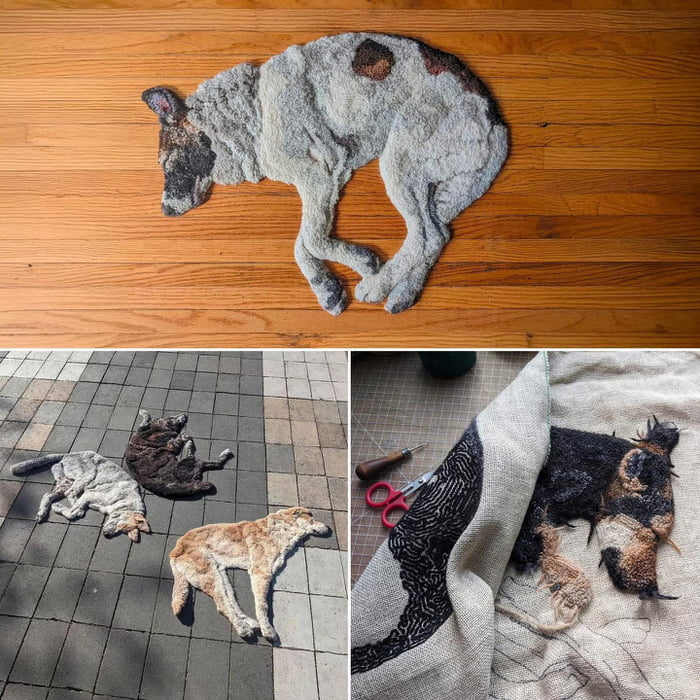 Sleeping Dog Rug Artist online makes “sleeping dog” rugs. - 9GAG