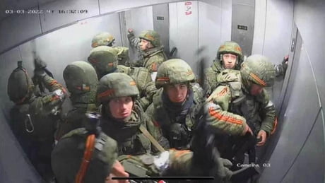 A team of Russian soldiers wanted to use the elevator to reach the roof of an office building. The Ukrainian administration of the building trapped them inside by cutting off the electricity. -