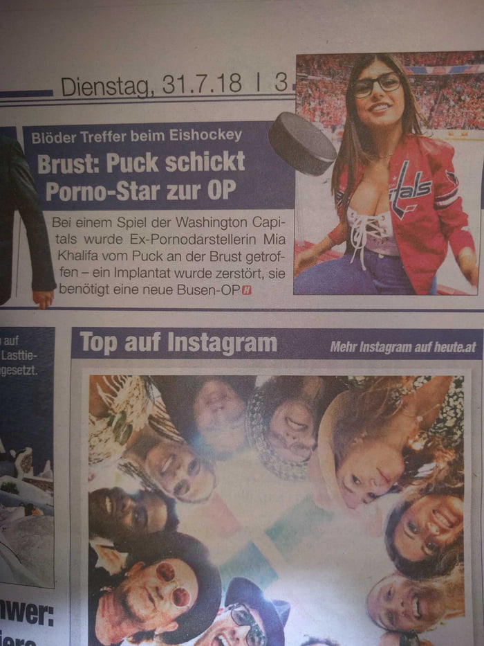 One of mia khalifa s breast implants got hit by a hockey puck 9gag