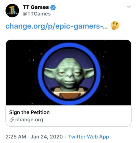 TT tweeted a hint to sound the LEGO Skywalker game! - 9GAG
