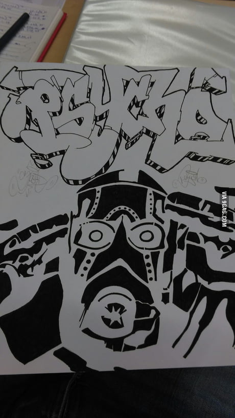 I Made This Borderlands Psycho Mixed With Graffiti Still Have To Fill The Letters In Thoughts So Far 9gag