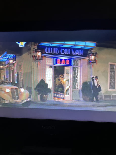 In Indiana Jones and the Temple of Doom (1984), the name of the club in the  opening scene is “Club Obi Wan”. This is a reference and tribute to the  character Obi