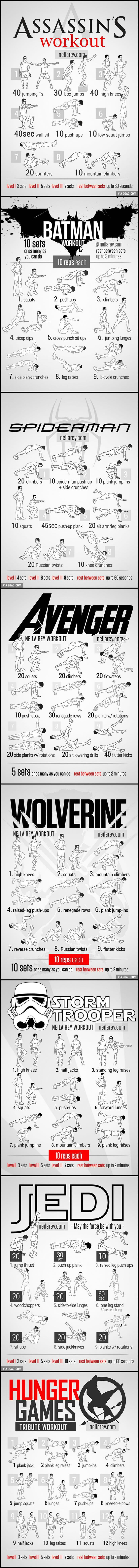 Workout for Assassin, Batman, Spiderman, Avenger, Wolverine...