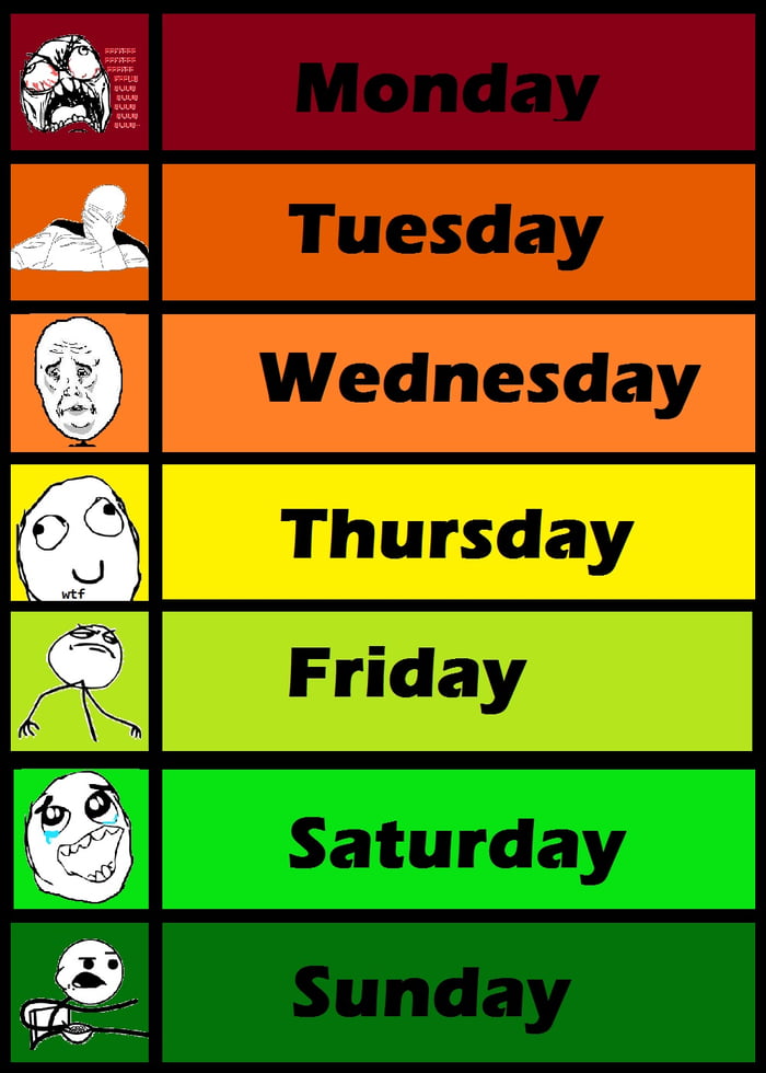 Days Of The Week 9GAG