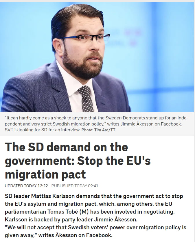 EU's New Migration Pact Might Be The End Of Recently Elected Swedish ...