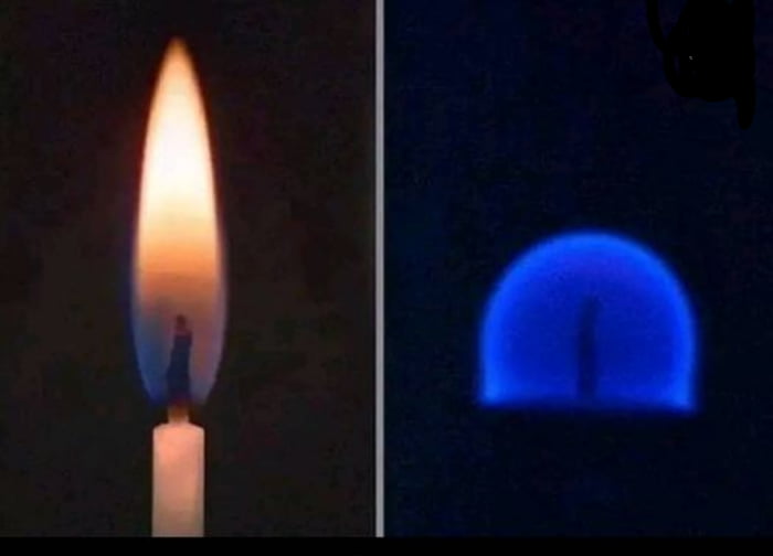 In zero gravity, a candle flame is round and blue. 9GAG