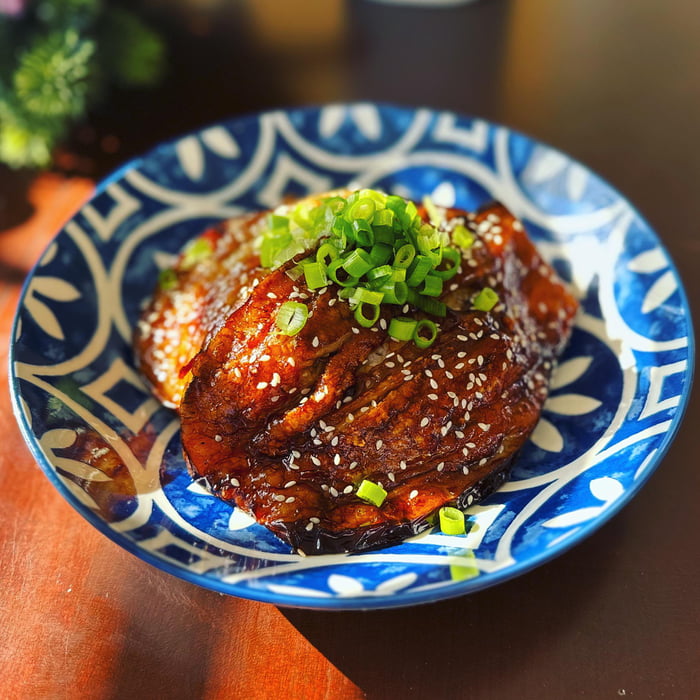 Soy Sauce Glazed Fried Eggplant Rice Bowl 9GAG