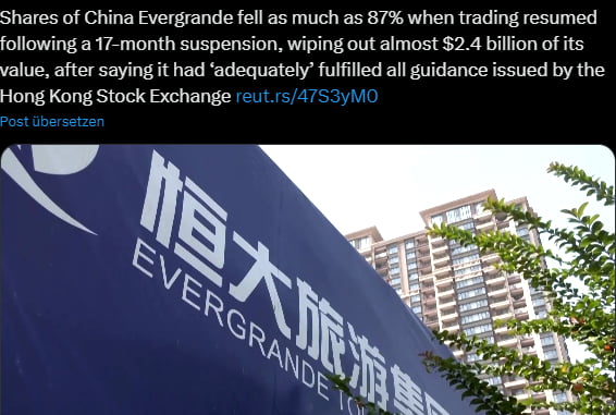 Second Largest Real Estate Company Evergrande/China Crashed 87% In One ...