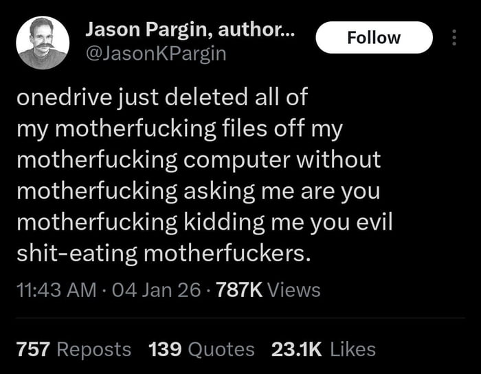 OneDrive really out here deleting files like it's a game