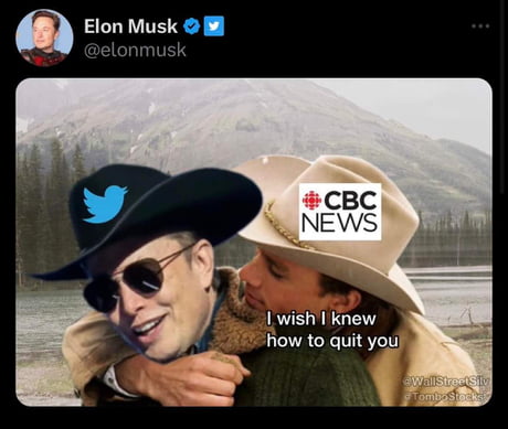 An actual tweet from Elon Musk after noticing CBC still posts on Twitter after saying they’d take a break from using the platform.