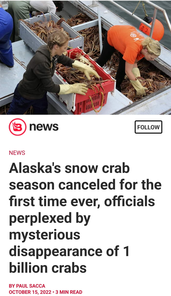 Know that if you can't find crab on the shelf, this is why