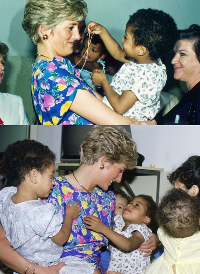 Princess Diana hugging HIV-positive children in a hospital in San Paulo ...