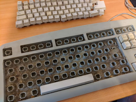 Took The Old Keyboard From My Brother In Law To See If It Still Works And Decided To Clean In 13 Years Of Usage Never Cleaned Before 9gag