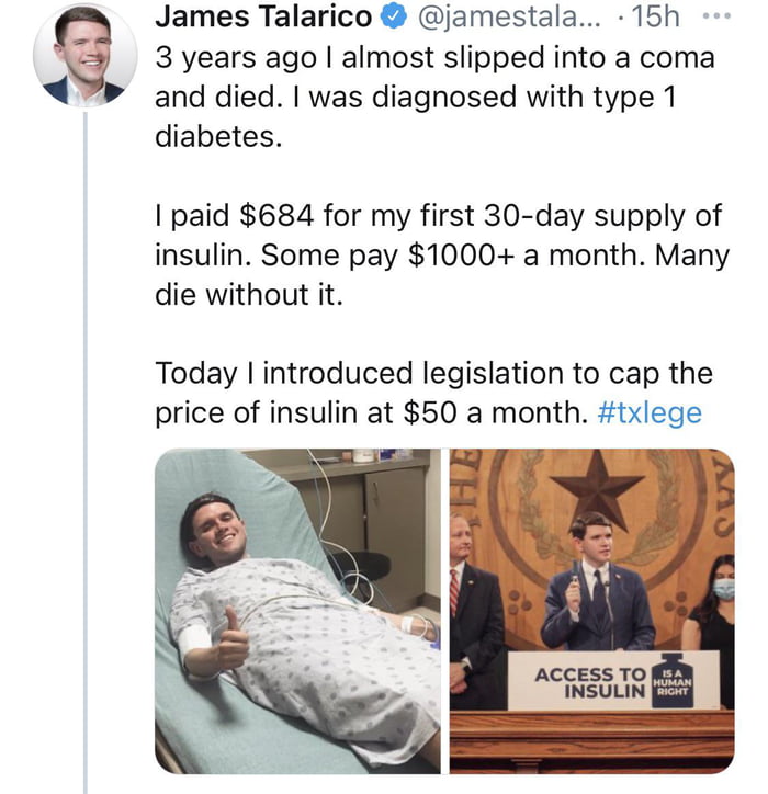 Capping the price of insulin to $50 a month so it would be accessible to others who can't afford!