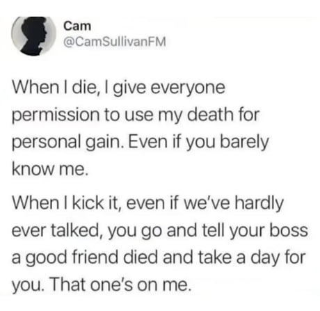 When you're dead but still looking out for your homies