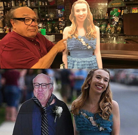 Girl Takes Cardboard Cutout Oficina Danny Devito To Prom So Danny Devito Takes Cardboard Cutout Oficina The Girl To Paddy S Pub 9gag