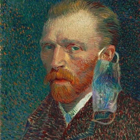 Vincent van Gogh finally gives in after someone talked his ear off about wearing a mask - 9GAG