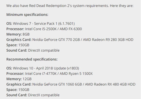 Red Dead Redemption 2 system requirements - 9GAG