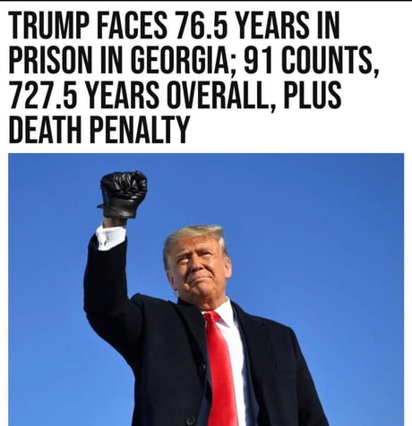 727 years or death penalty. There you have it, America is a fake free country ruled by authoritarians who will destroy opposition at all cost.
