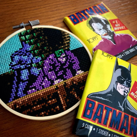 Batman: The Video Game” retro video game cross-stitch art w/ trading card  packs - 9GAG