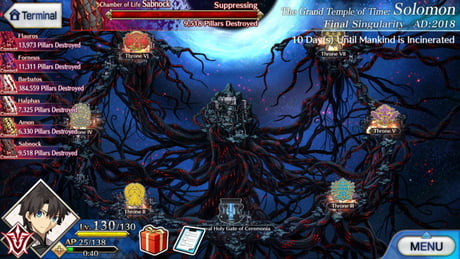 The final battle for Humanity is here. Time to show the King Of Mages how stubborn Humanity really is. (Fate Grand Order - The Grand Temple Time: Solomon) -
