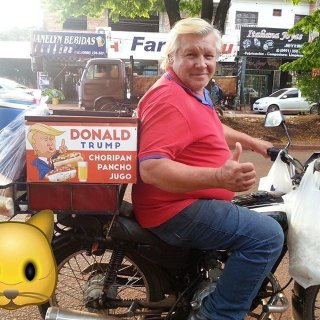 Donald Trump sells hot dog in my country