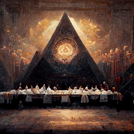 The Last Supper of Illuminati (created by AI)