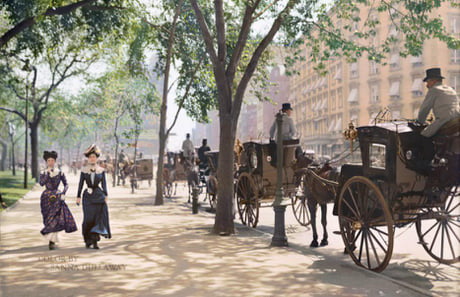 Colorized photo of Madison Square Park, New York City, New York in the early 1900s