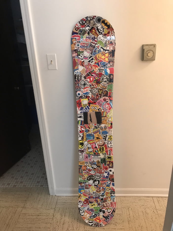 What do you think about my sticker bomb snowboard?! 9GAG