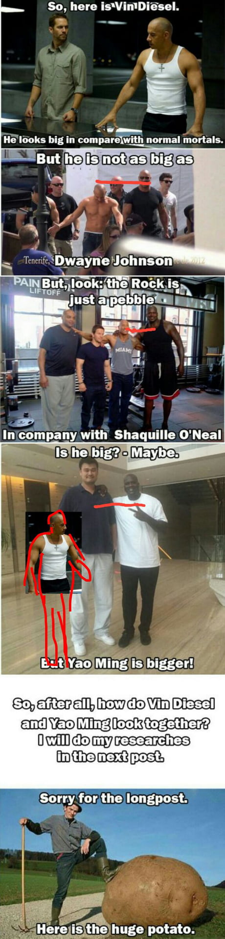 Vin Diesel Vs Yao Ming I Did The Research For You 9gag