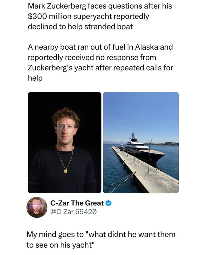 Zuck definitely hiding something on that boat